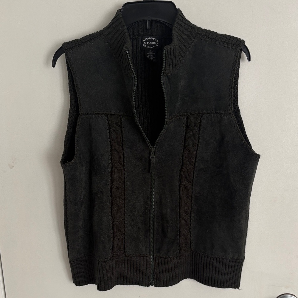 Stylish Knit Suede and Sweater Vest for Women